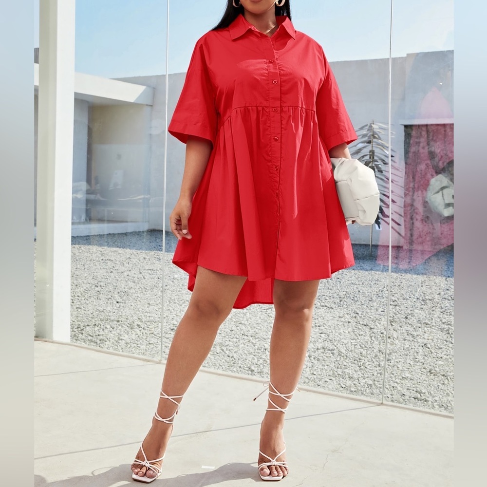SHEIN Red Shirt Dress